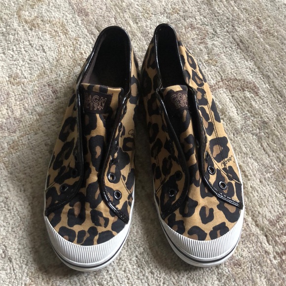 COACH Kira Animal Leopard Print Designer Sneakers Cheetah Women's Size 9 1/2B - Picture 1 of 16